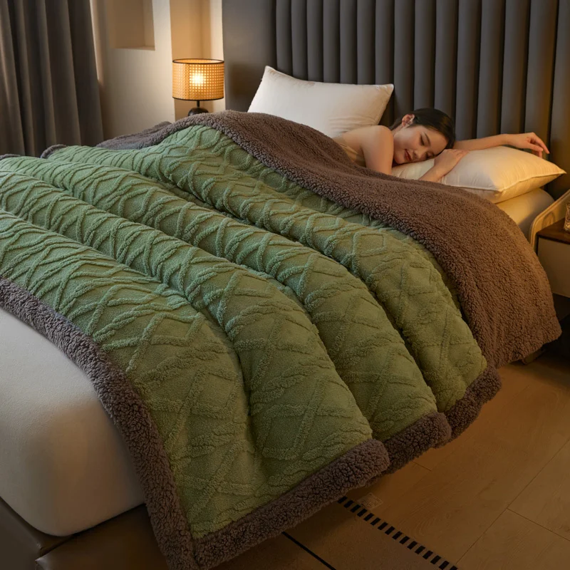 Sherpa Fleece Throw Blanket Queen King Size for Couch, Bed and Sofa, Thick and Warm Blanket, Soft Fuzzy Plush Blanket for Winter