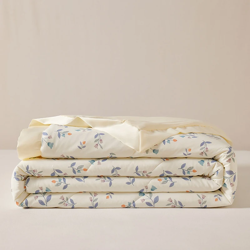 Fashion Cooling Blanket for Bed Silky Air Condition Lightweight Cooled Summer Quilt with Nylon Bamboo Fabric Cooling Comforter