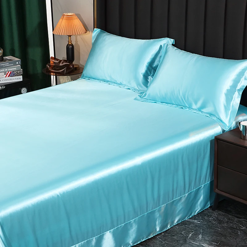 Luxury Bedding with Fitted Sheet Flat Sheet Pillowcase Mulberry Silk Bed Sheets Set Queen King Size Deep Pocket Flat Bedsheets