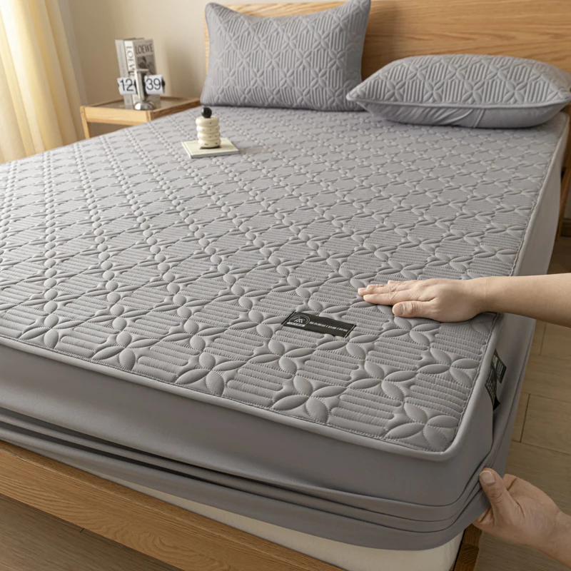 WASART Waterproof Quilted Mattress Protector Cover Elastic Fitted Sheet Style Couple Bed Protection Pad King Size Hypoallergenic