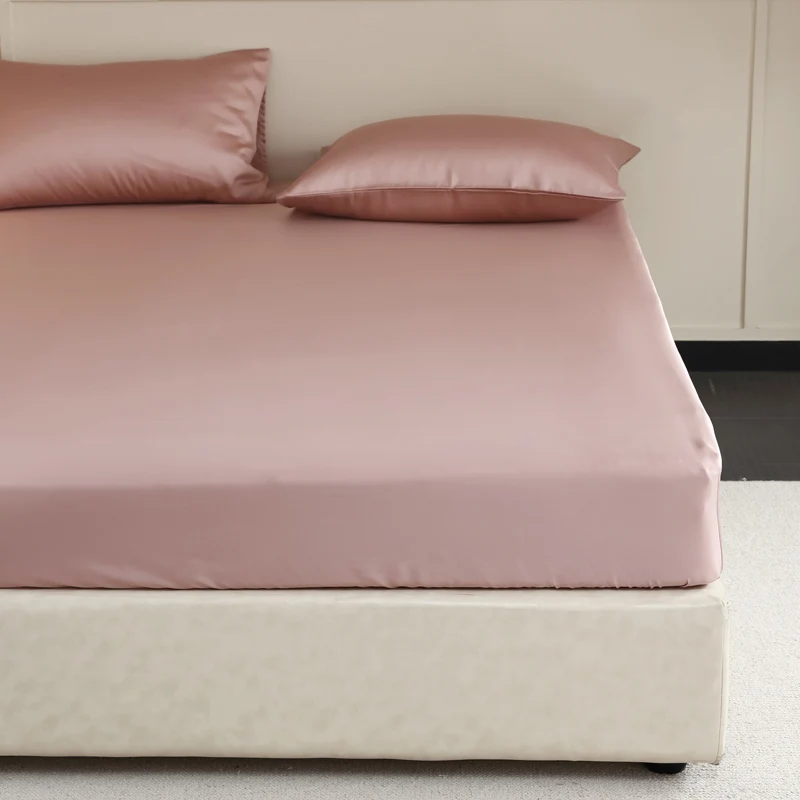 Luxury Mulberry Silk Fitted Bed Sheet with Elastic Bands High End Mattress Cover Customized Bed Cover Smooth Ultra Soft Bedding