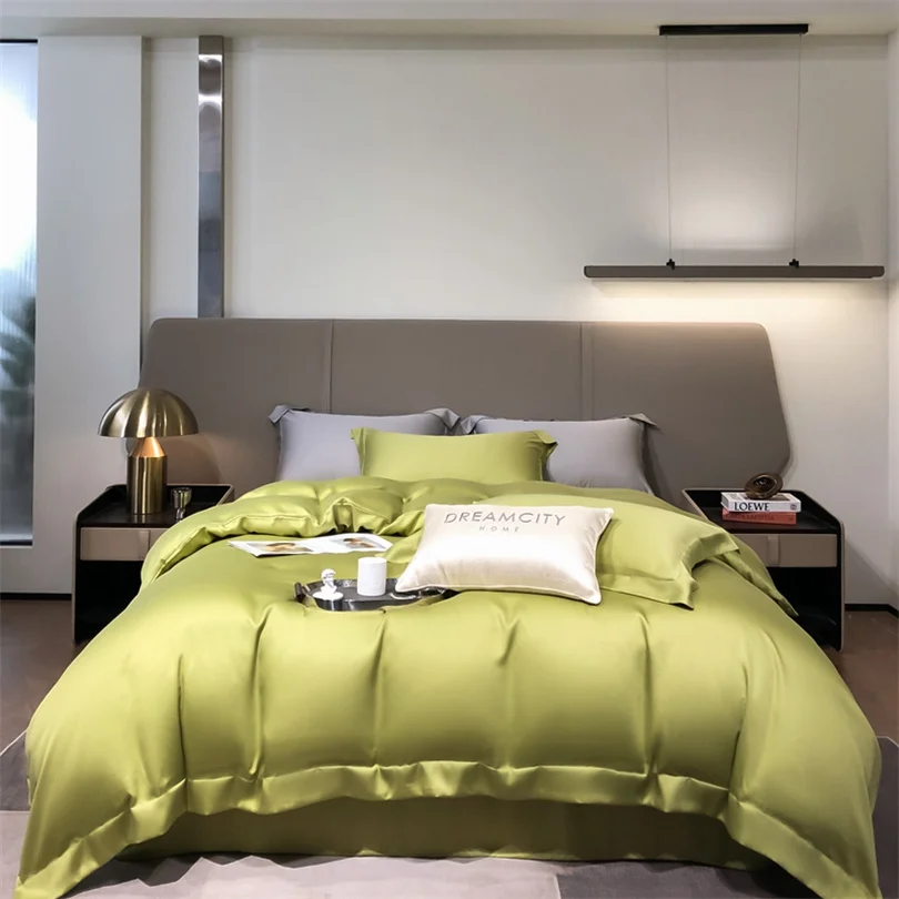 100% Organic Bamboo Bedding Set with Duvet Cover Fitted/Flat Sheet Pillowcase Luxury Silky Bedsheet Bed Linens Queen King Size