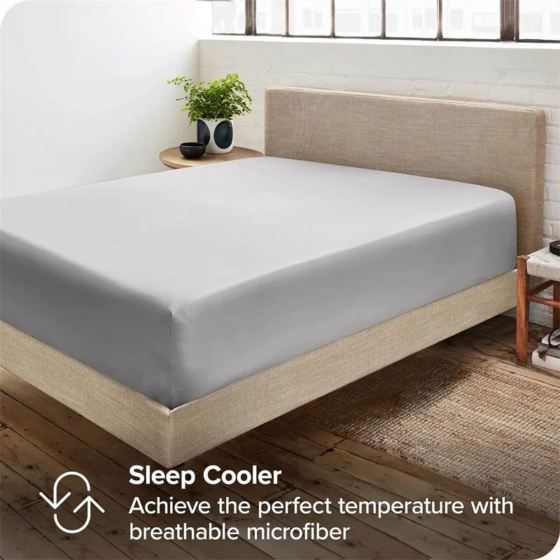 Soft Luxury Egyptian Cotton 400TC Fitted Bed Sheet with Elastic Bands Mattress Cover Non Slip Machine Washable 140/160/180/200cm