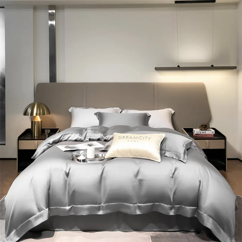 100% Organic Bamboo Bedding Set with Duvet Cover Fitted/Flat Sheet Pillowcase Luxury Silky Bedsheet Bed Linens Queen King Size