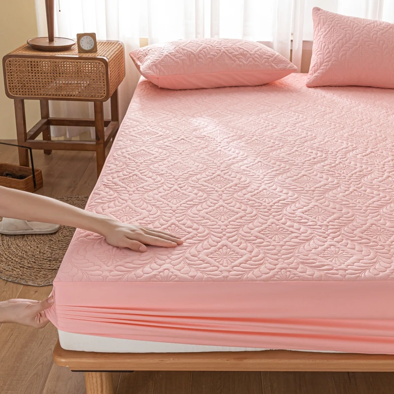 3pcs Set Waterproof Mattress Cover and Pillowcase, 100% Waterproof Mattress Protector, Non-Slip Adjustable Anti-Mite Bedding Set