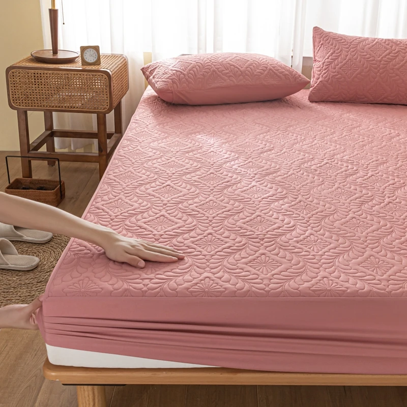 3pcs Set Waterproof Mattress Cover and Pillowcase, 100% Waterproof Mattress Protector, Non-Slip Adjustable Anti-Mite Bedding Set