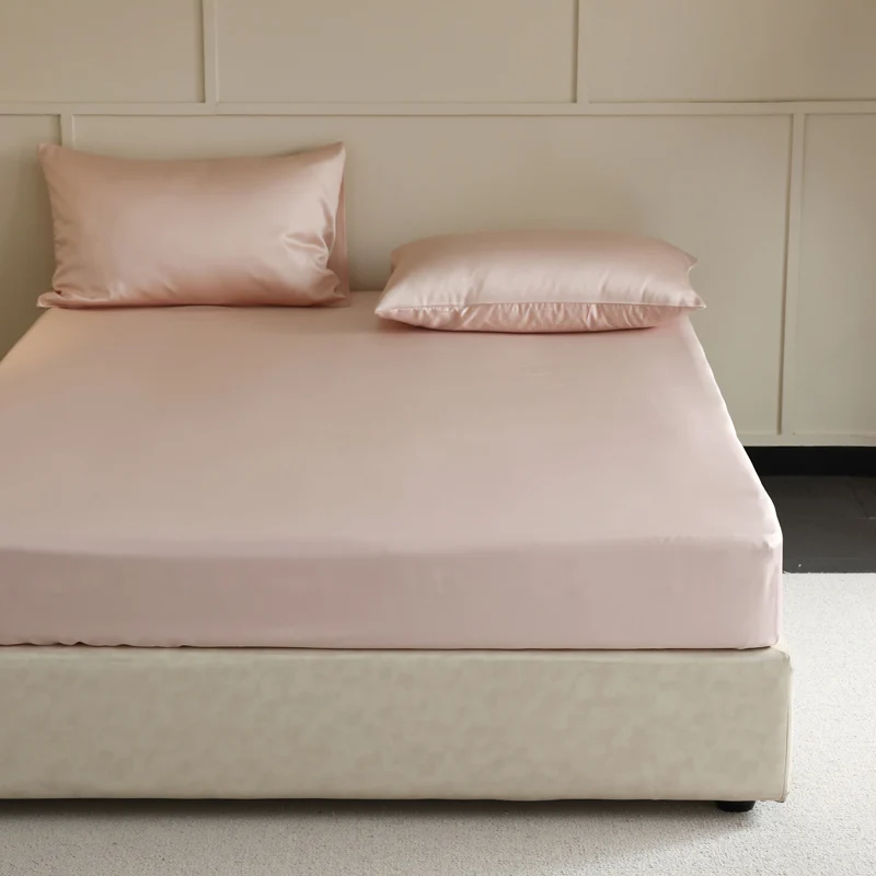 Luxury Mulberry Silk Fitted Bed Sheet with Elastic Bands High End Mattress Cover Customized Bed Cover Smooth Ultra Soft Bedding