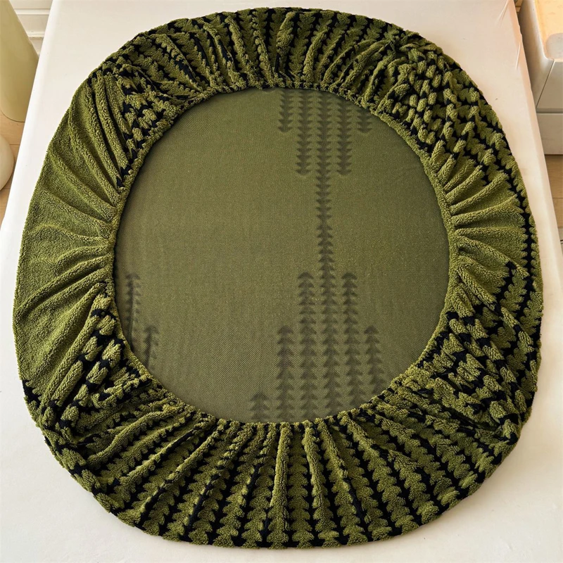 WASART Soft warm plush fitted sheet elastic mattress cover fluffy coral fleece jacquard bed linen winter luxury bedding 150x200