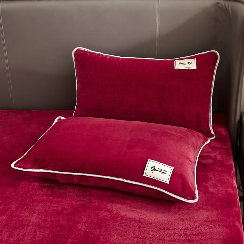 WASART Winter warm coral fleece fitted sheet elastic mattress cover couple thick bed linens luxury double bed king size 150x200
