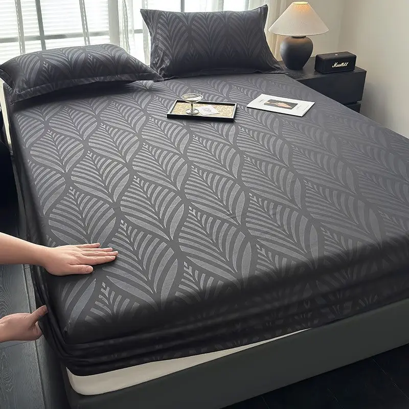 WASART Geometry Print Mattress Protector Elastic Fitted Bed Sheet Cover Luxury Double Bed Hypoallergenic Soft Breathable Bedding