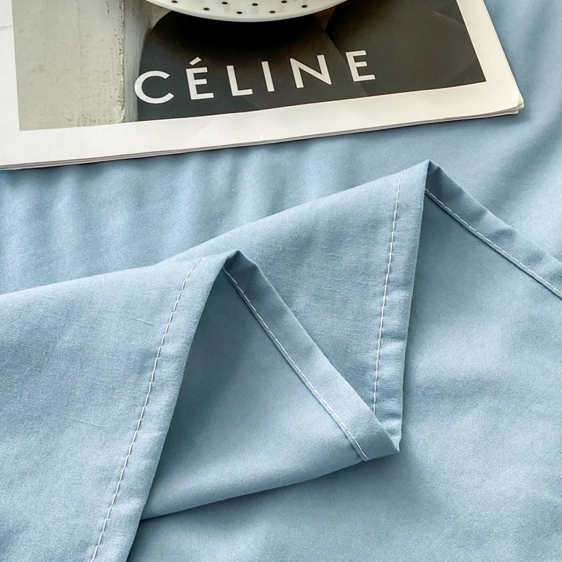 WASART Solid color polyester flat bed sheet set 230x250 summer couple room 2 seater bed linen luxury single double bed king size