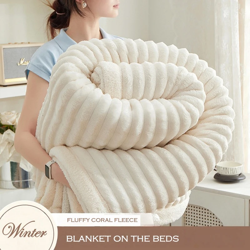 WASART Artificial Rabbit Plush Blanket Fluffy Coral Fleece Sofa Throw Thick Thermal Bed Sheet Warm Soft Autumn Winter Bed Cover
