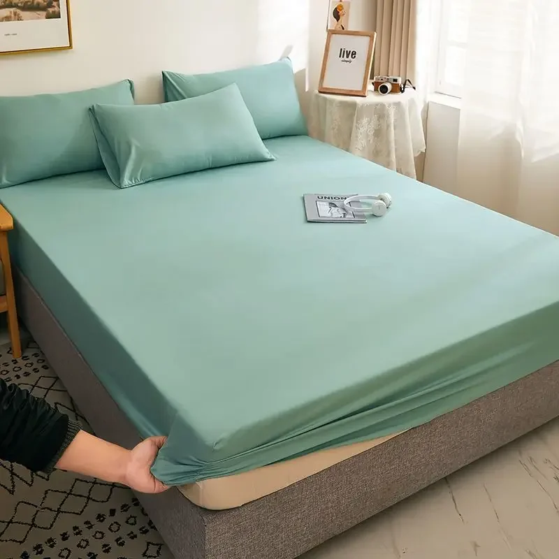WASART Elastic fitted sheet mattress protector cover couple bedroom luxury double bed bedding queen king size bedsheet 90/150cm