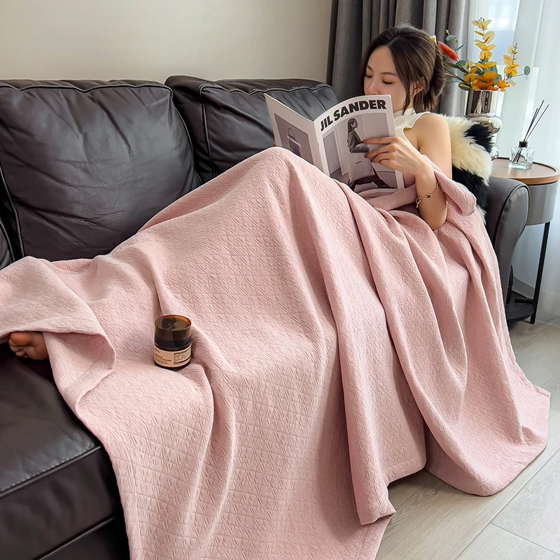 Pure Cotton Throw Blanket Soft Muslin Throws Blankets for Couch, Sofa, Bed Luxury Lightweight Boho Large Summer Blanket Quilt