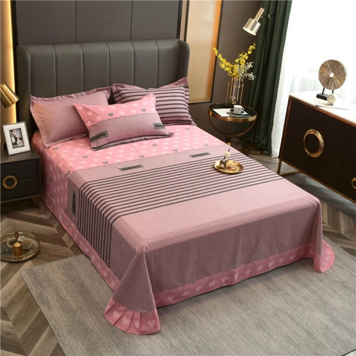 Egyptian Cotton Brushed Flat Bed Sheet Luxury Bed Cover Euro Style Thicken Soft Bed Linens Double Queen King Size(No Pillowcase)