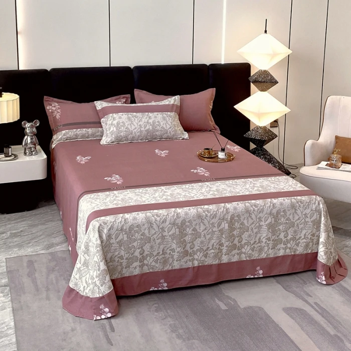 Egyptian Cotton Brushed Flat Bed Sheet Luxury Bed Cover Euro Style Thicken Soft Bed Linens Double Queen King Size(No Pillowcase)