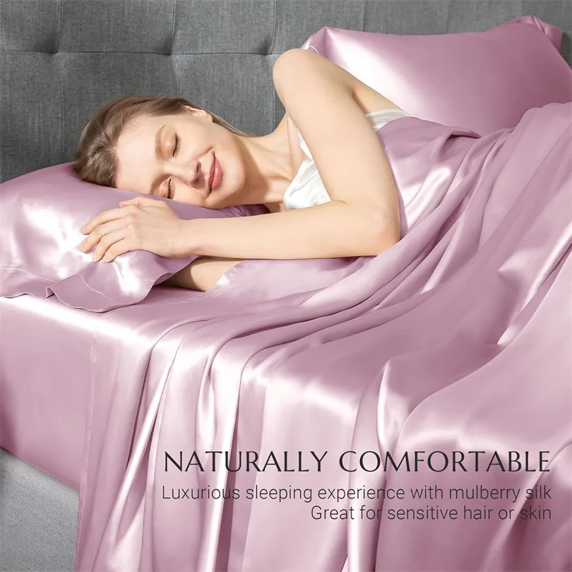 100% Silk 1pc Flat Bed Sheet Luxury Natural Mulberry Silk Bedding Flat Top Sheet Customized Any Size Bedsheet Smooth Bed Linen