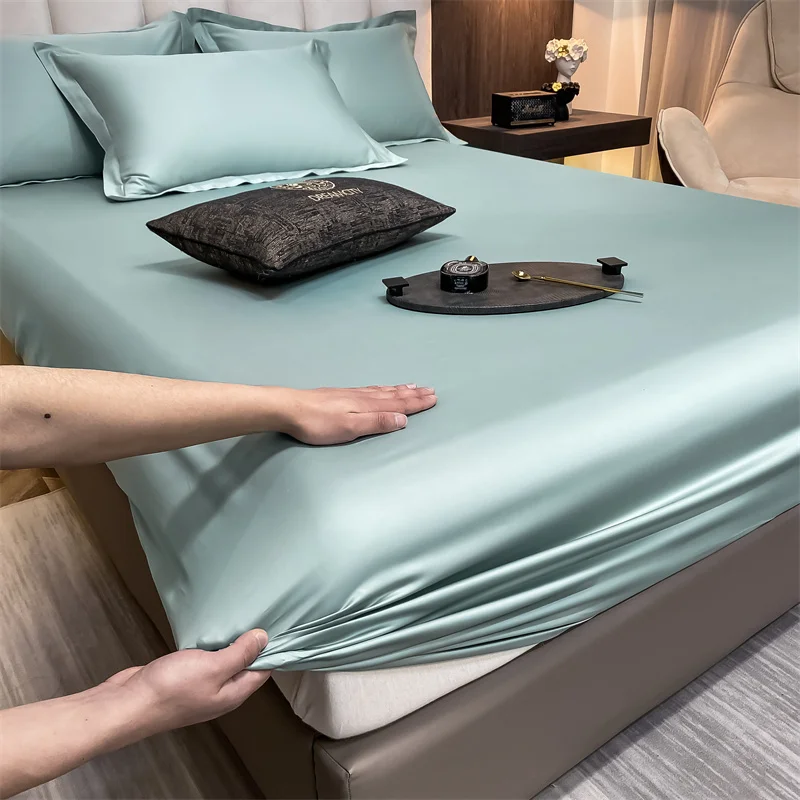 Soft Luxury Egyptian Cotton 400TC Fitted Bed Sheet with Elastic Bands Mattress Cover Non Slip Machine Washable 140/160/180/200cm