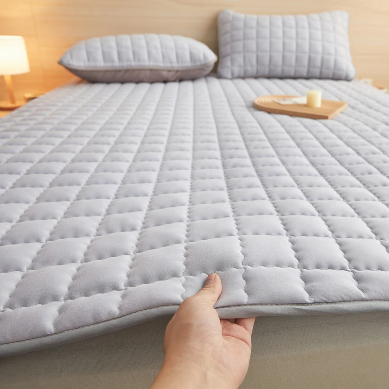 Waterproof Mattress Pads Foldable Bed Cover for Home Hotel Solid Color Mattress Cover Protector Non-Slip Breathable Bedding Mat