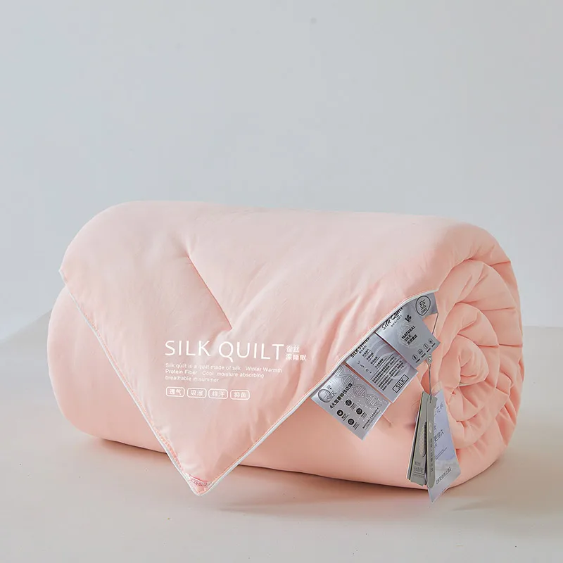 Mulberry Silk Quilt with 100% Silk Filling Temperature Control Comforter Reversible Bed Blanket Luxury Soft Quilts Cotton Cover