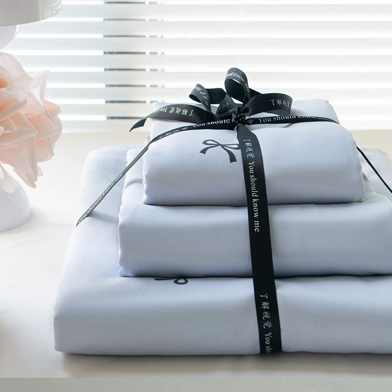 Minimalist Washed Silk Duvet Cover Set with Bed Sheet Pillowcase Silky Satin Bedding Set Luxury Twin Full Queen King Bed Sets