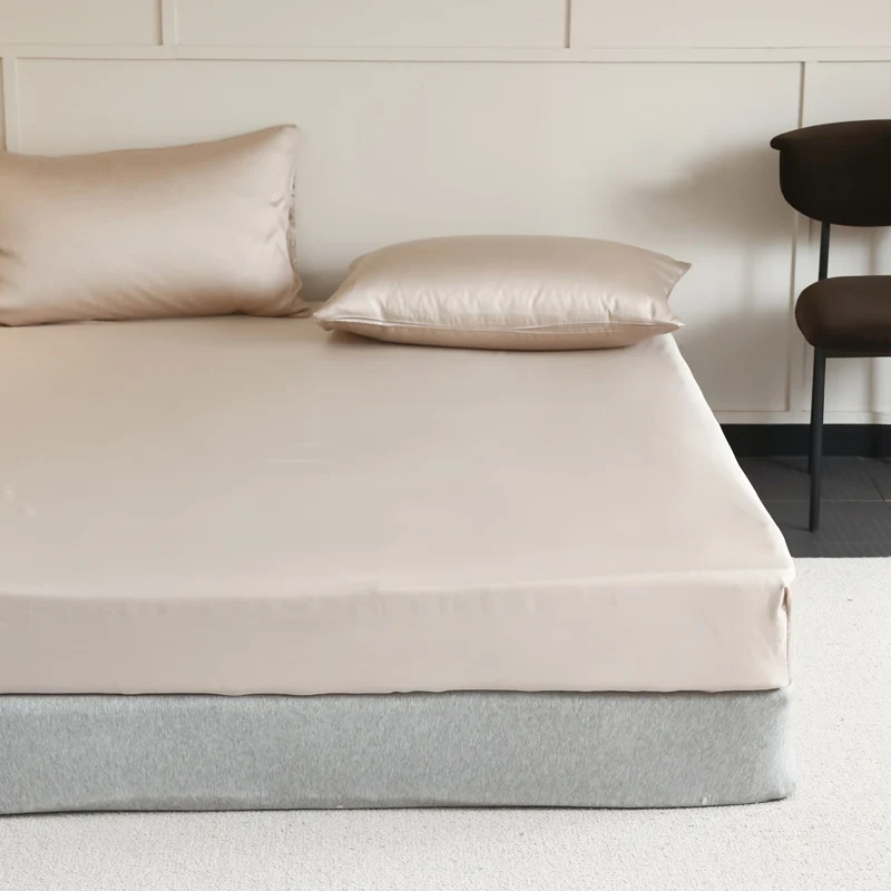 Luxury Mulberry Silk Fitted Bed Sheet with Elastic Bands High End Mattress Cover Customized Bed Cover Smooth Ultra Soft Bedding