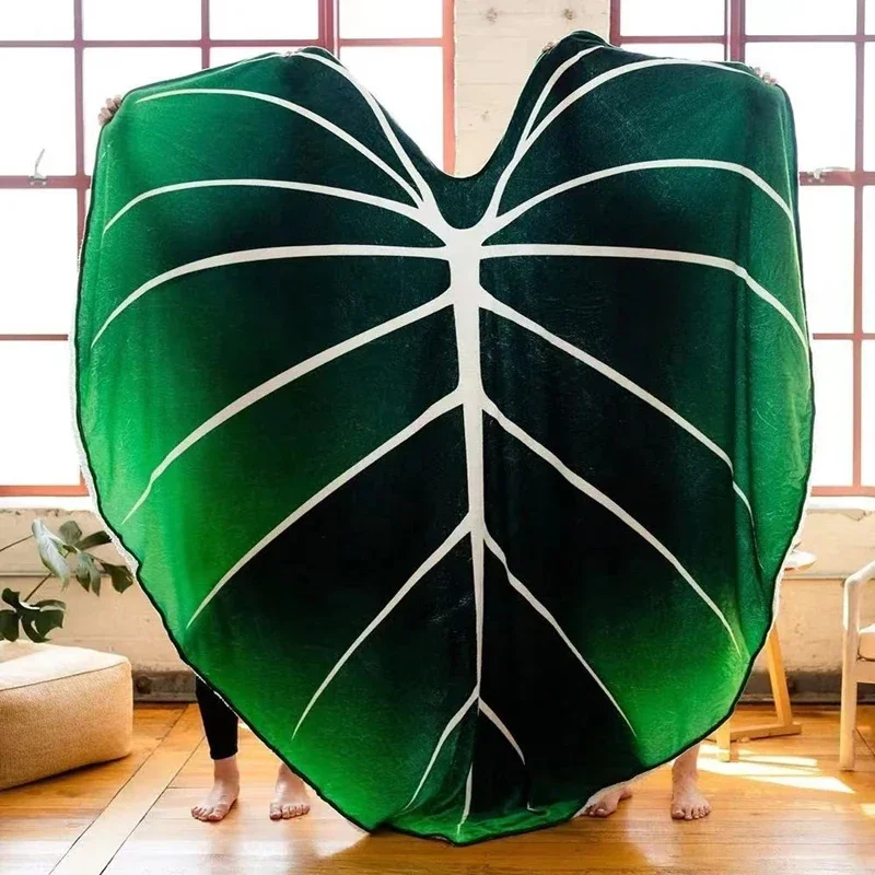 WASART Warm velvet giant leaf blanket for bed gloriosum plant printed winter fluffy fleece sofa plaid throw blanket extra large