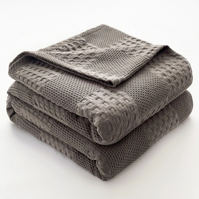Battilo Cotton Throw Blanket Soft Breathable Waffle Blanket for Twin Queen King Bed Decorative Plaid Sofa Blankets Summer Throws