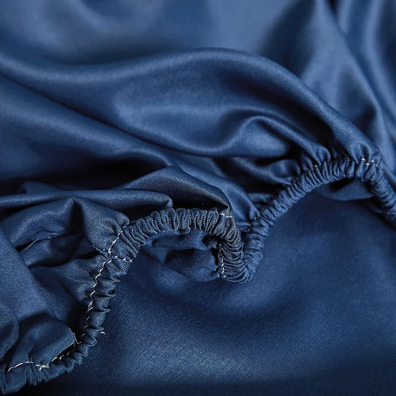 WASART Smooth satin rayon fitted sheet mattress cover summer bedspreads solid silky embroidery couple luxury double bed bedsheet