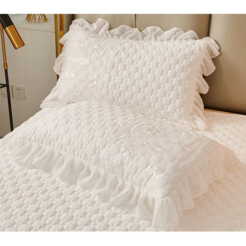 WASART Quilted thicken white bed sheet summer bedspread couple 2 people bed linens luxury double bed bedding king size 180x200cm