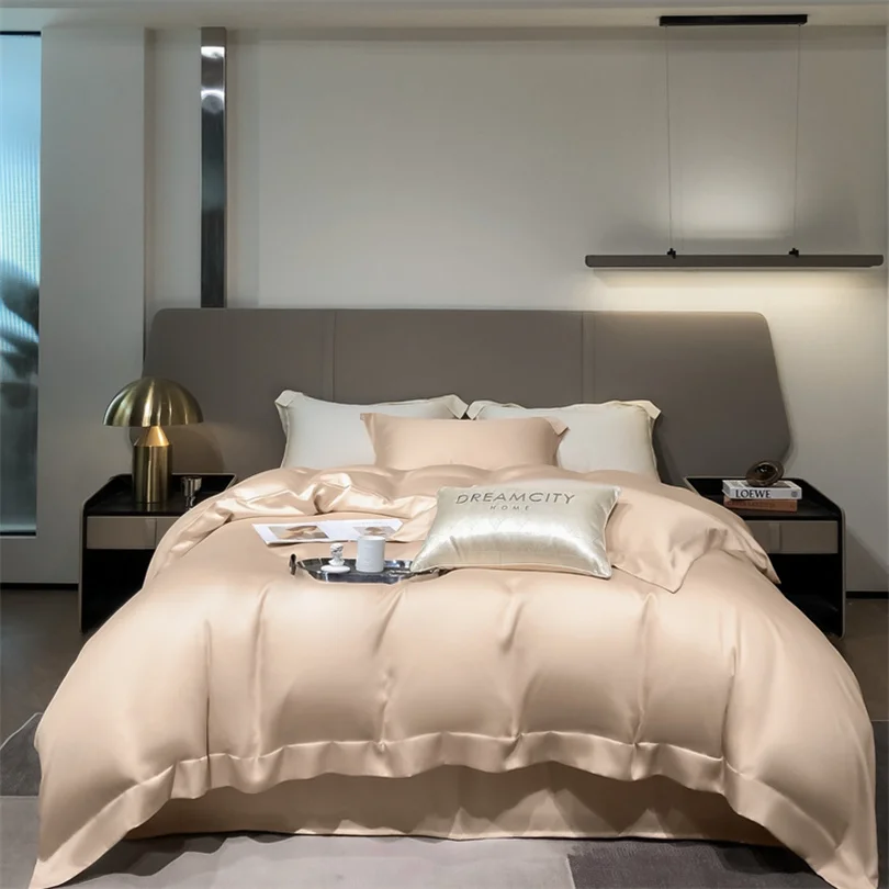 100% Organic Bamboo Bedding Set with Duvet Cover Fitted/Flat Sheet Pillowcase Luxury Silky Bedsheet Bed Linens Queen King Size