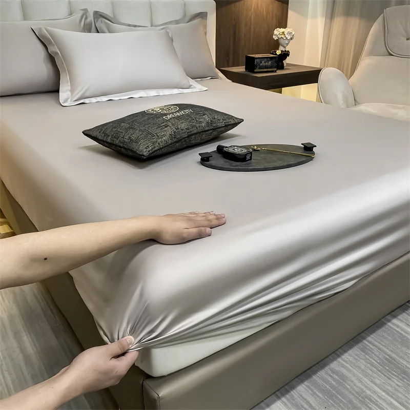 Soft Luxury Egyptian Cotton 400TC Fitted Bed Sheet with Elastic Bands Mattress Cover Non Slip Machine Washable 140/160/180/200cm