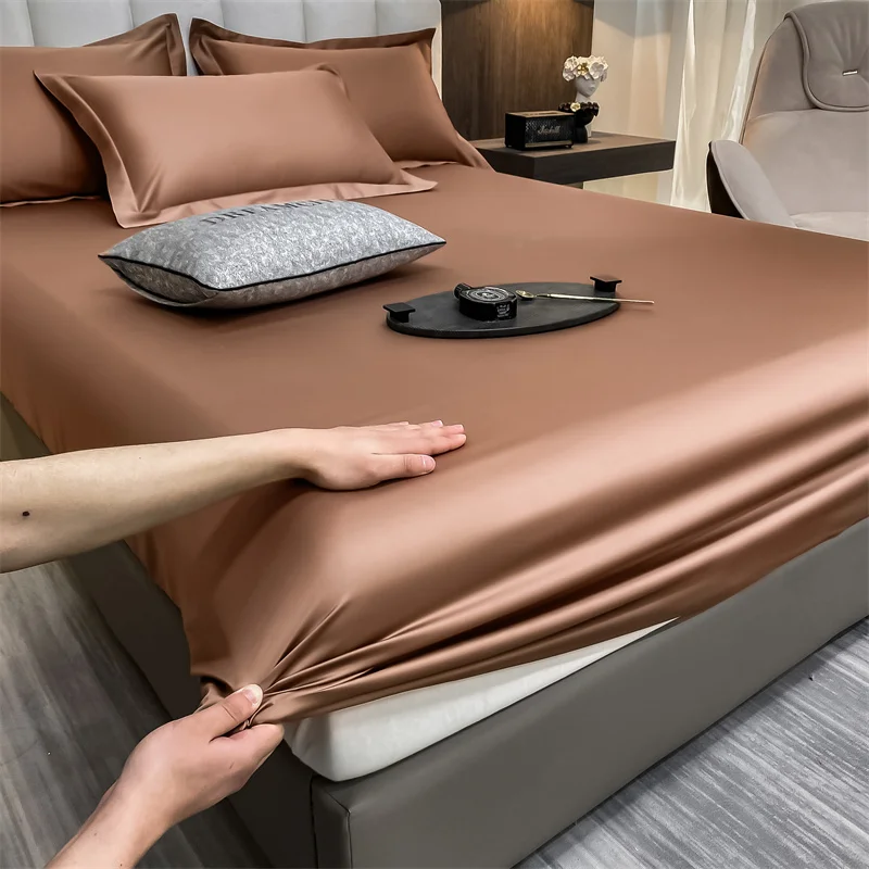 Soft Luxury Egyptian Cotton 400TC Fitted Bed Sheet with Elastic Bands Mattress Cover Non Slip Machine Washable 140/160/180/200cm