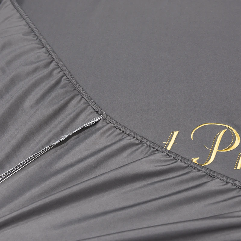 WASART Luxury Summer Satin Rayon Solid Embroidery Fitted Sheet Elastic Mattress Protector for Couples Bedding Cooling Bed Cover
