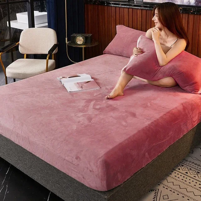 WASART Winter warm flannel elastic fitted sheet mattress cover thicken thermal bed sheet 2people luxury king size dust protector