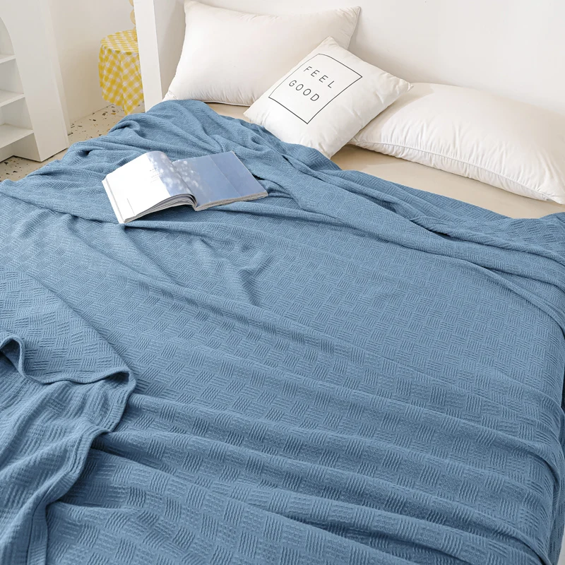 Noridc Knitted Throw Blanket 100% Cotton New Blankets Luxury Bed Sofa Couch Oversized Bedspread Cover Lightweight Plaid Blankets