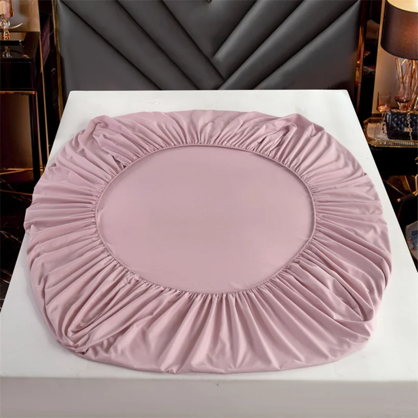 100% Cotton Fitted Bed Sheet with Elastic Band Solid Color Anti-slip Adjustable Mattress Cover for Single Double King Queen Bed