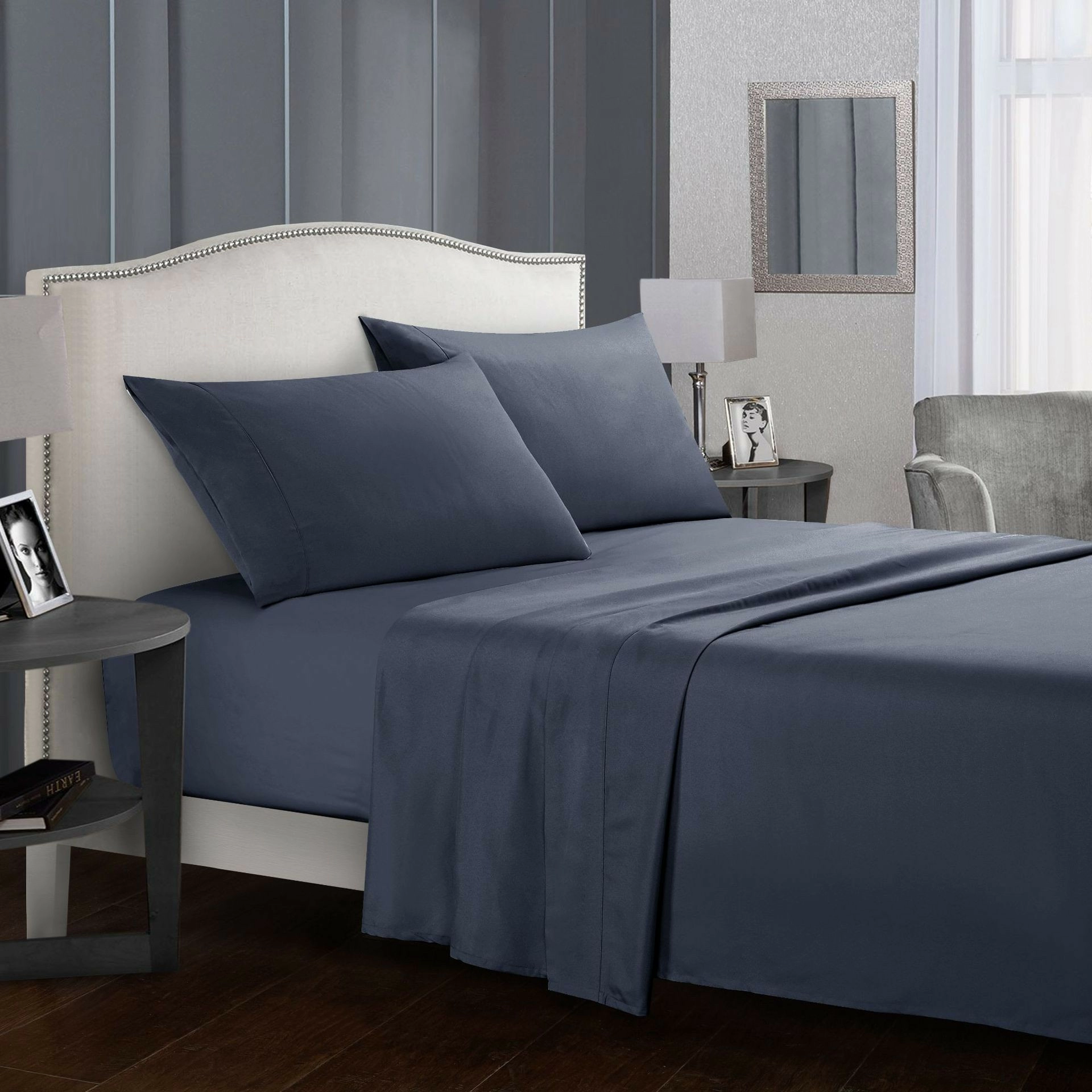 Battilo Bed Sheet Set Solid Luxury Super Soft Comfortable 4-Piece Bedding Set with Pillows Case For Twin/Full/Queen/King