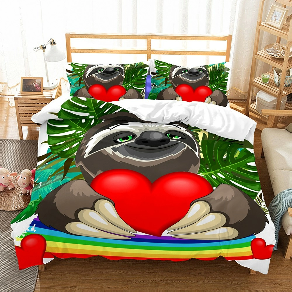 Printed Sloth Home Comforter Cover Bedding Sets Panda 140x200 cm Microfiber Duver Cover with Pillowcases Ropa De Cama